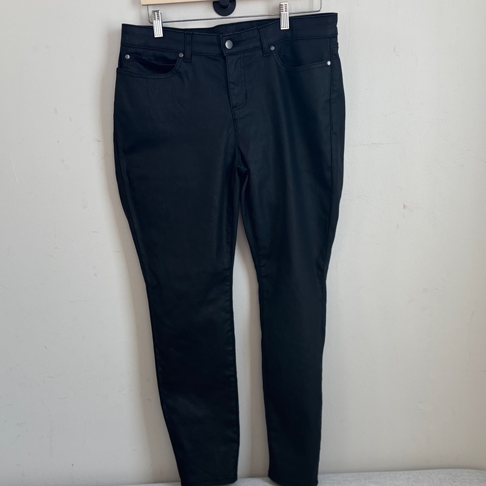 Eileen Fisher Leather Look Black Pants